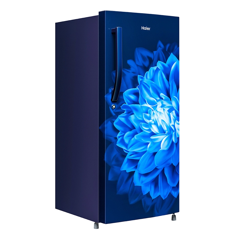 Haier 215L 3 Star Direct Cool Single Door Refrigerator with Toughened Glass Shelf comes in Glossy Marine Dahelia Finish HRD-2353CMD-P